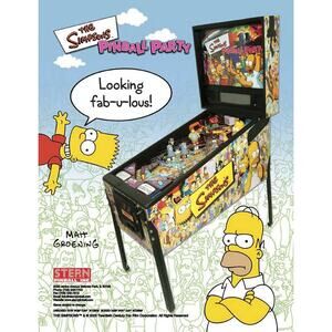 Simpsons Pinball Party FLYER Original NOS 2003 Game Artwork Hit TV Show Vintage